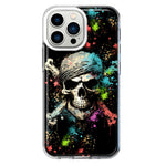 Apple iPhone 13 Pro Fantasy Paint Splash Pirate Skull Hybrid Protective Phone Case Cover