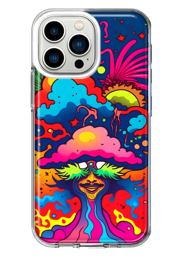 Apple iPhone 13 Pro Neon Rainbow Psychedelic Trippy Hippie Bomb Star Dream Hybrid Protective Phone Case Cover
