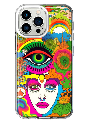 Apple iPhone 13 Pro Neon Rainbow Psychedelic Trippy Hippie DaydreamHybrid Protective Phone Case Cover