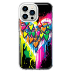 Apple iPhone 13 Pro Colorful Rainbow Hearts Love Graffiti Painting Hybrid Protective Phone Case Cover