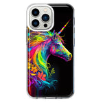 Apple iPhone 13 Pro Neon Rainbow Glow Unicorn Floral Hybrid Protective Phone Case Cover