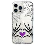 Apple iPhone 13 Pro Halloween Skeleton Heart Hands Spooky Spider Web Hybrid Protective Phone Case Cover