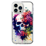 Apple iPhone 13 Pro Fantasy Skull Red Purple Roses Hybrid Protective Phone Case Cover