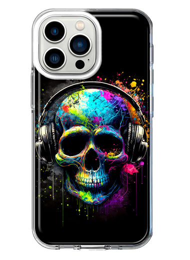 Apple iPhone 13 Pro Fantasy Skull Headphone Colorful Pop Art Hybrid Protective Phone Case Cover