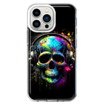 Apple iPhone 13 Pro Fantasy Skull Headphone Colorful Pop Art Hybrid Protective Phone Case Cover