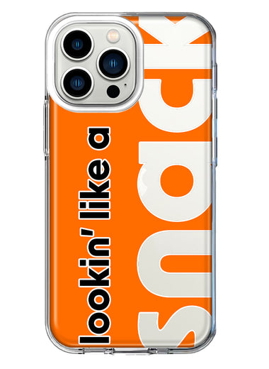 Apple iPhone 13 Pro Orange Clear Funny Text Quote Snack Hybrid Protective Phone Case Cover