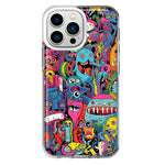 Apple iPhone 13 Pro Psychedelic Trippy Happy Aliens Characters Hybrid Protective Phone Case Cover