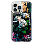 Apple iPhone 13 Pro White Roses Graffiti Wall Art Painting Hybrid Protective Phone Case Cover