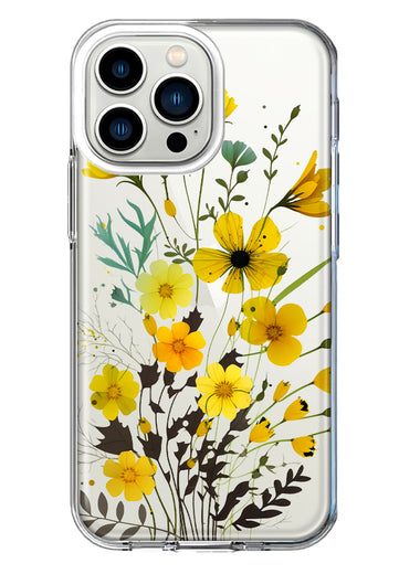 Apple iPhone 13 Pro Yellow Summer Flowers Floral Hybrid Protective Phone Case Cover