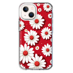 Apple iPhone 13 Mini Cute White Red Daisies Polkadots Double Layer Phone Case Cover