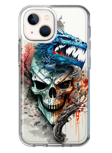 Apple iPhone 13 Mini Fantasy Blue Dragon Dream Skull Double Layer Phone Case Cover
