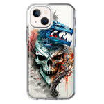 Apple iPhone 13 Mini Fantasy Blue Dragon Dream Skull Double Layer Phone Case Cover