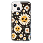Apple iPhone 13 Mini Cute Smiley Face White Daisies Double Layer Phone Case Cover