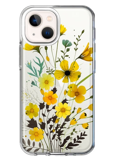 Apple iPhone 13 Yellow Summer Flowers Floral Hybrid Protective Phone Case Cover