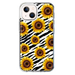 Apple iPhone 13 Mini White Zebra Sunflowers Polkadots Double Layer Phone Case Cover