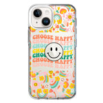 Apple iPhone 14 Plus Choose Happy Smiley Face Retro Vintage Groovy 70s Style Hybrid Protective Phone Case Cover