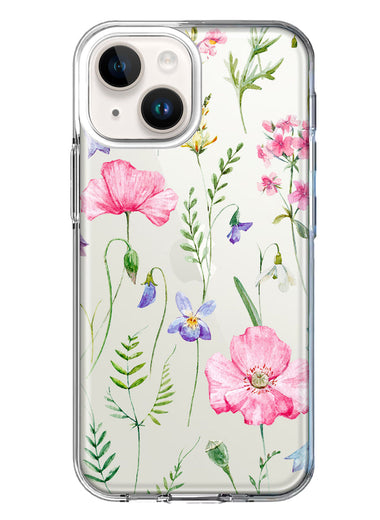 Apple iPhone 15 Plus Spring Pastel Wild Flowers Summer Classy Elegant Beautiful Hybrid Protective Phone Case Cover