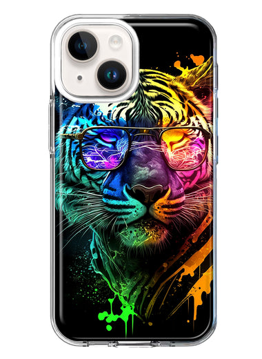 Apple iPhone 14 Plus Neon Rainbow Swag Tiger Hybrid Protective Phone Case Cover