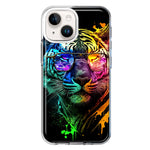 Apple iPhone 15 Plus Neon Rainbow Swag Tiger Hybrid Protective Phone Case Cover