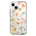 Apple iPhone 14 Plus Peach Meadow Wildflowers Butterflies Bees Watercolor Floral Hybrid Protective Phone Case Cover