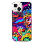 Apple iPhone 14 Neon Rainbow Psychedelic Indie Hippie Indie King Hybrid Protective Phone Case Cover