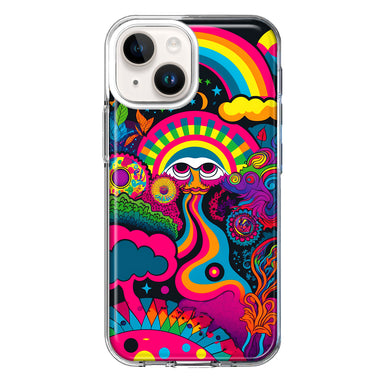 Apple iPhone 14 Plus Psychedelic Trippy Hippie Night Walk Hybrid Protective Phone Case Cover