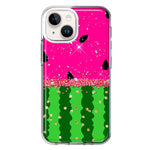 Apple iPhone 14 Summer Watermelon Sugar Vacation Tropical Fruit Pink Green Hybrid Protective Phone Case Cover