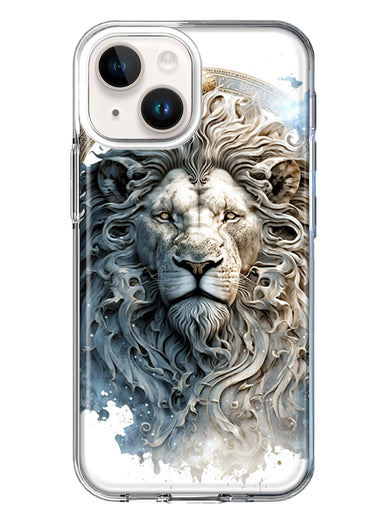 Apple iPhone 14 Abstract Lion Sculpture Hybrid Protective Phone Case Cover
