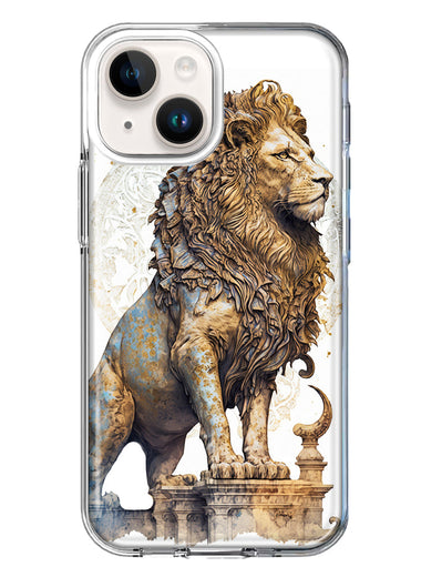 Apple iPhone 15 Plus Ancient Lion Sculpture Hybrid Protective Phone Case Cover