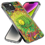 Apple iPhone 12 Mini Love Softball Girls Glove Green Tie Dye Swirl Paint Hybrid Protective Phone Case Cover