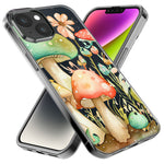 Apple iPhone 14 Plus Fairytale Watercolor Mushrooms Pastel Spring Flowers Floral Hybrid Protective Phone Case Cover