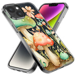 Apple iPhone 15 Pro Fairytale Watercolor Mushrooms Pastel Spring Flowers Floral Hybrid Protective Phone Case Cover
