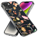 Apple iPhone XS Peach Meadow Wildflowers Butterflies Bees Watercolor Floral Hybrid Protective Phone Case Cover