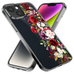 Apple iPhone 15 Pro Max Red Summer Watercolor Floral Bouquets Ruby Flowers Hybrid Protective Phone Case Cover