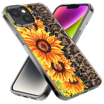 Apple iPhone XR Yellow Summer Sunflowers Brown Leopard Honeycomb Hybrid Protective Phone Case Cover