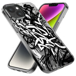 Apple iPhone 14 Pro Black White Urban Graffiti Hybrid Protective Phone Case Cover