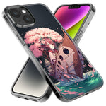 Apple iPhone 15 Pro Max Kawaii Manga Pink Cherry Blossom Japanese Girl Boat Hybrid Protective Phone Case Cover