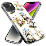 Apple iPhone 12 Pro Max Cute White Blue Daisies Gnomes Hybrid Protective Phone Case Cover
