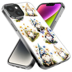 Apple iPhone 8 Plus Cute White Blue Daisies Gnomes Hybrid Protective Phone Case Cover