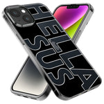 Apple iPhone 14 Pro Max Black Clear Funny Text Quote Hella Sus Hybrid Protective Phone Case Cover