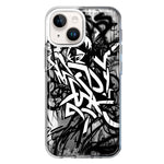 Apple iPhone 14 Black White Urban Graffiti Hybrid Protective Phone Case Cover