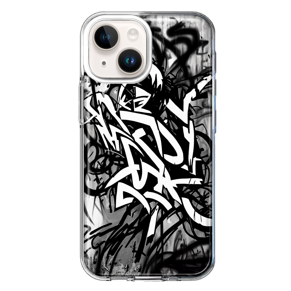 Black White Urban Graffiti Design iPhone 14 Case