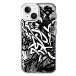 Apple iPhone 13 Black White Urban Graffiti Hybrid Protective Phone Case Cover