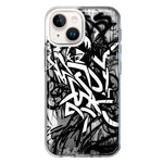 Apple iPhone 14 Plus Black White Urban Graffiti Hybrid Protective Phone Case Cover