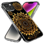Apple iPhone 15 Pro Max Mandala Geometry Abstract Sunflowers Pattern Hybrid Protective Phone Case Cover