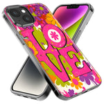 Apple iPhone 13 Pro Pink Daisy Love Graffiti Painting Art Hybrid Protective Phone Case Cover