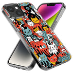 Apple iPhone 15 Psychedelic Cute Cats Friends Pop Art Hybrid Protective Phone Case Cover