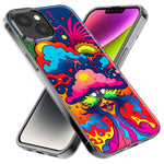 Apple iPhone 14 Pro Neon Rainbow Psychedelic Trippy Hippie Bomb Star Dream Hybrid Protective Phone Case Cover