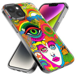 Apple iPhone 14 Plus Neon Rainbow Psychedelic Trippy Hippie DaydreamHybrid Protective Phone Case Cover