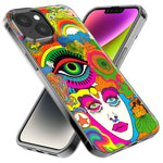 Apple iPhone 14 Pro Neon Rainbow Psychedelic Trippy Hippie DaydreamHybrid Protective Phone Case Cover